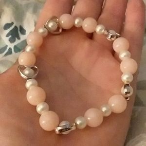 EUC pink, white, and heart bracelet.